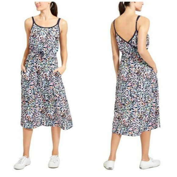 Athleta Sunbeam Easy Breezy Multicolor Spaghetti Strap Midi Dress - Picture 8 of 12
